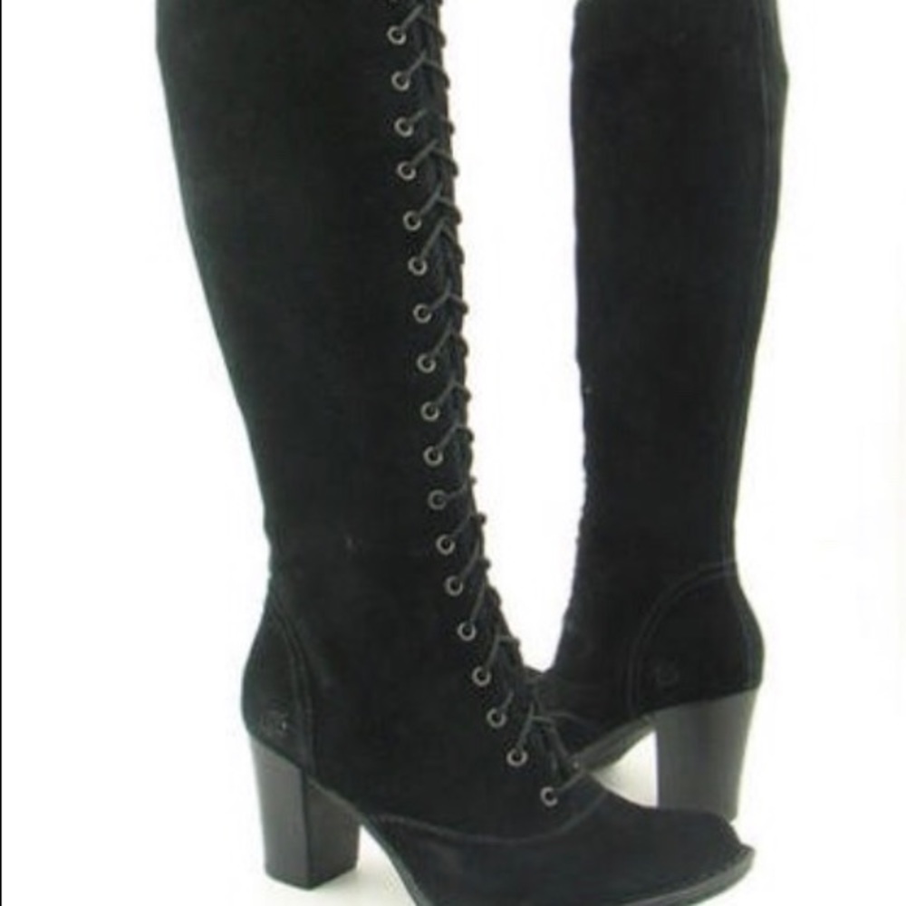 Born Sussex black suede lace up boots bnwt